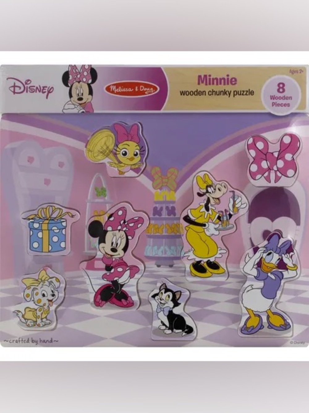Melissa & Doug Disney Minnie Mouse and Friends Pink Wooden Chunky Puzzle